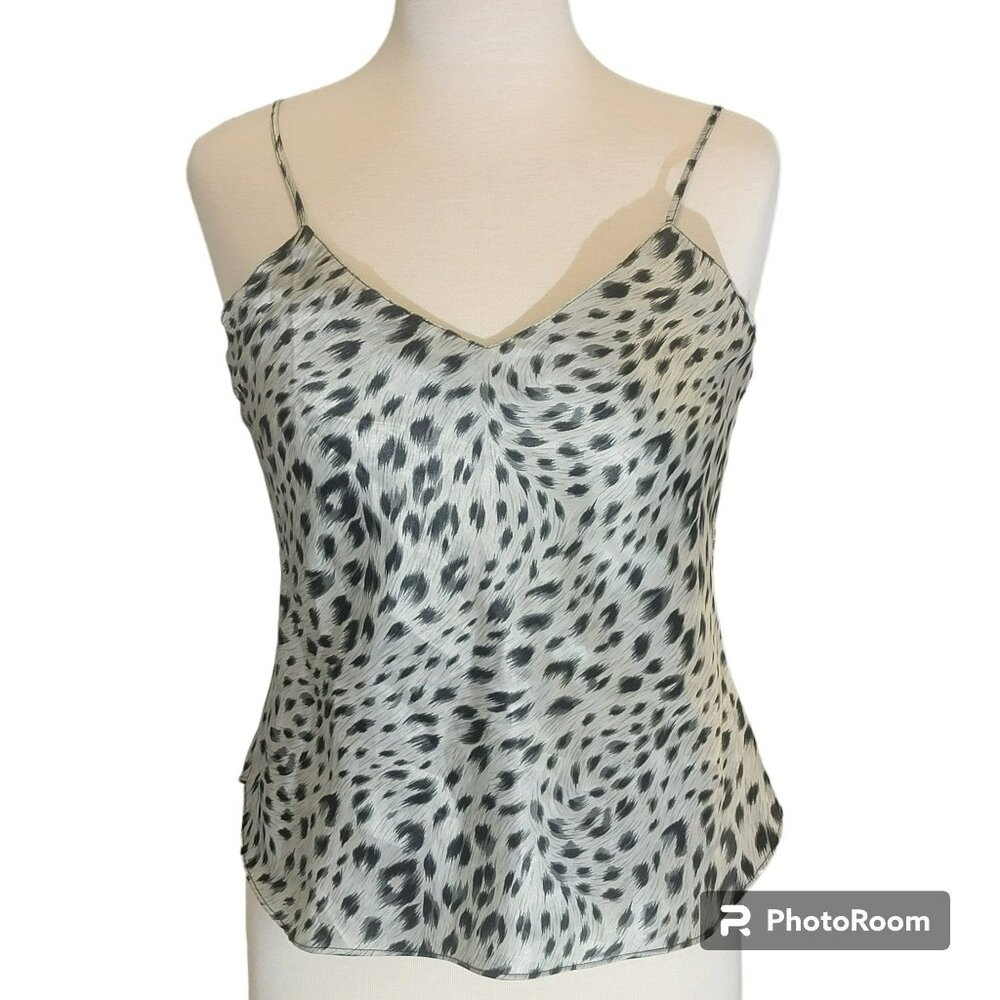 Tryse Camisole Top, Women S/M, Black & Gray Leopard Print, Adj Straps, EUC